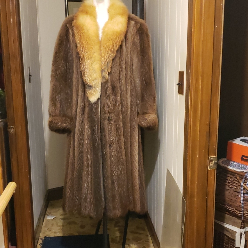 Genuine Full length Deep Canadian Beaver Coat with